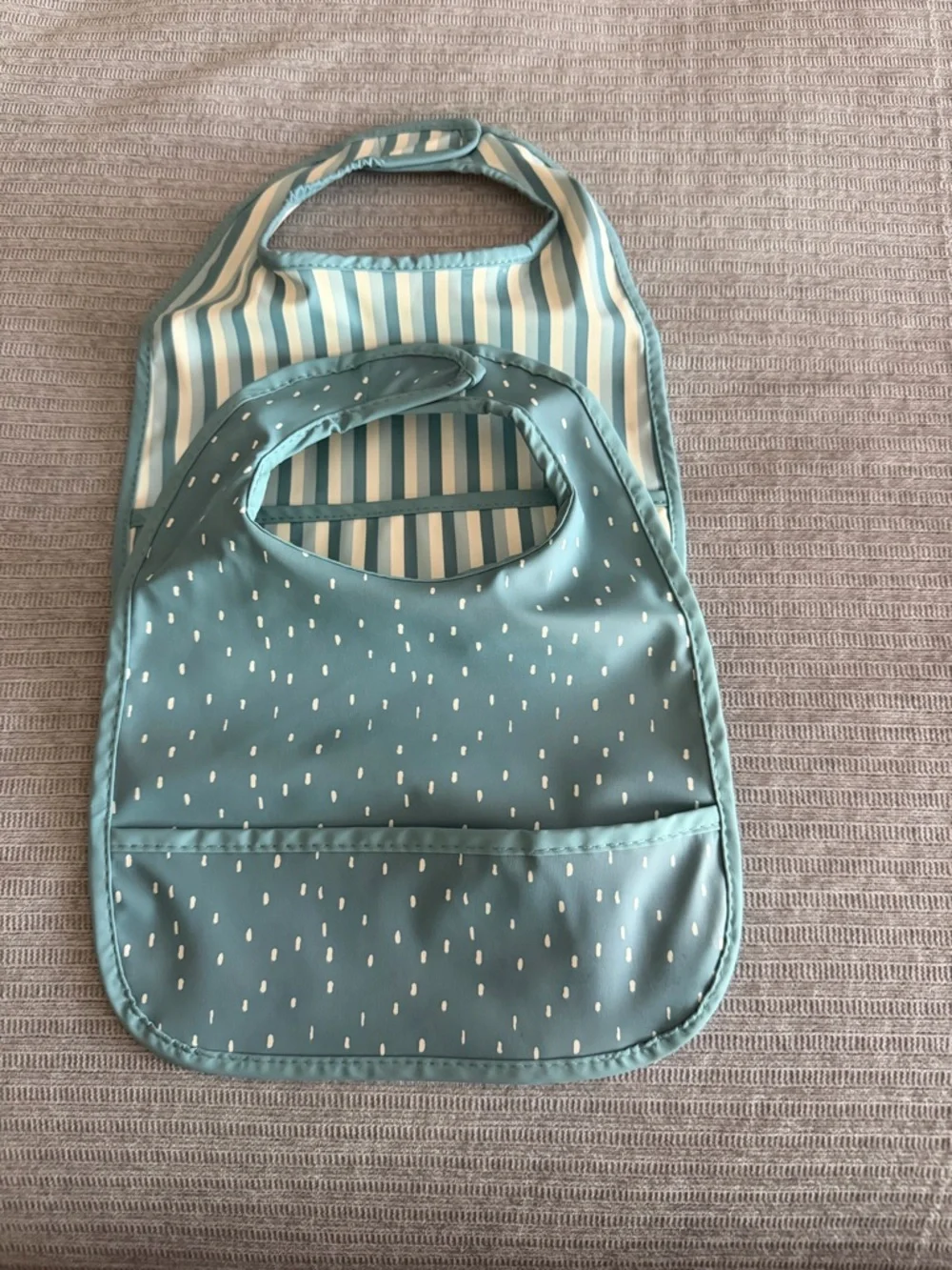 cloud island Blue Striped and Patterned Reversible Baby Bibs